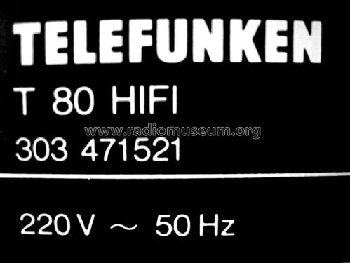 HiFi- Stereo Tuner T 80 HiFi; Telefunken (ID = 1673648) Radio