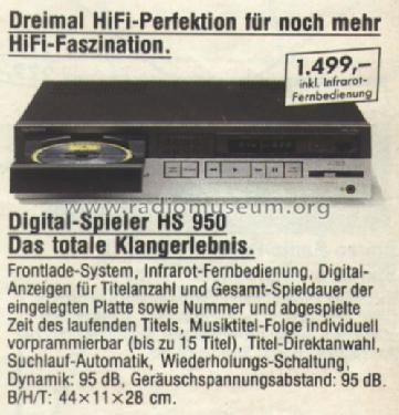 Laser Digital Plattenspieler HS-950; Telefunken (ID = 292002) R-Player