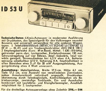 ID53U; Telefunken (ID = 1566544) Car Radio