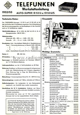 ID53U/S; Telefunken (ID = 2607417) Car Radio