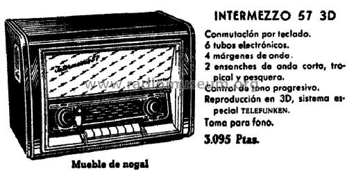 Intermezzo 57 A1656-3 D; Telefunken (ID = 973357) Radio