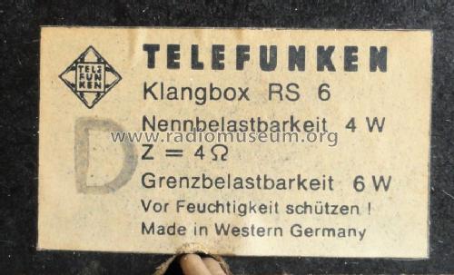 Klangbox RS6; Telefunken (ID = 1679352) Altavoz-Au