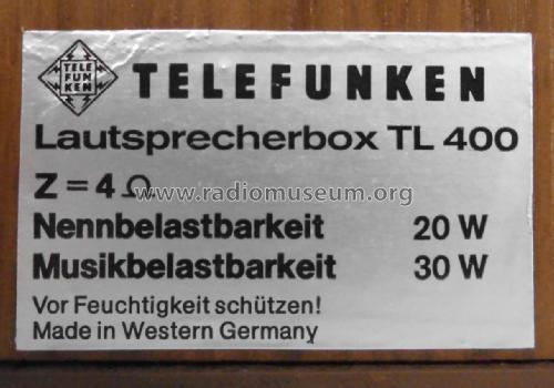 HiFi Lautsprecherbox TL 400; Telefunken (ID = 2117529) Speaker-P