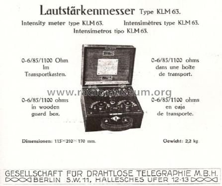 Lautstärkemesser KLM63; Telefunken (ID = 274041) Equipment