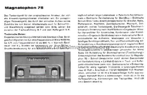 Magnetophon 75K-15; Telefunken (ID = 1075474) Sonido-V