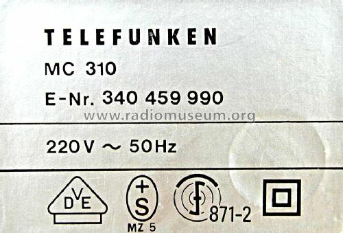 Magnetophon MC 310; Telefunken (ID = 1198951) R-Player