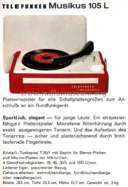 Musikus 105L; Telefunken (ID = 2178907) Ton-Bild