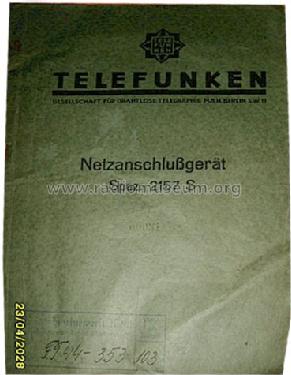 Netzanschlußgerät Spez. 2157 S.; Telefunken (ID = 1241124) A-courant