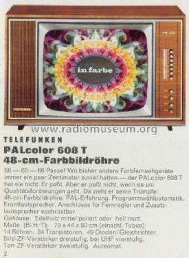 PALcolor 608 T Ch= 708; Telefunken (ID = 1017190) Television