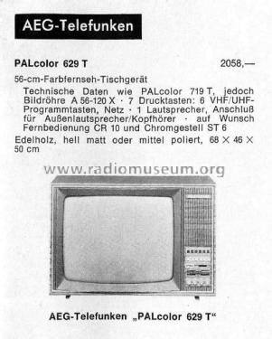 PALcolor 629T FS69 4709; Telefunken (ID = 2806006) Television