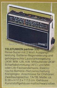 Partner 500; Telefunken (ID = 1764018) Radio