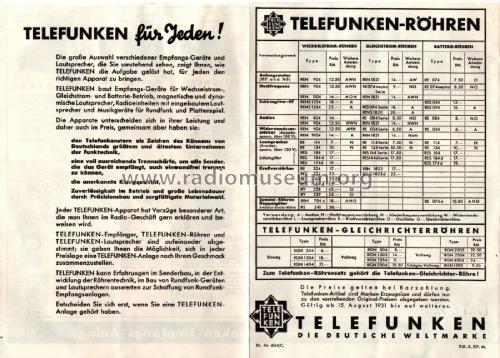 Radio Telefunken Druckschrift 604/C; Telefunken (ID = 3122238) Paper