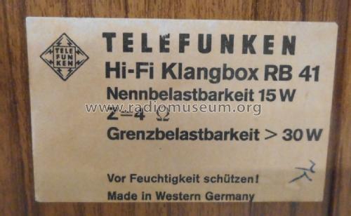 HiFi Lautsprecherbox - HiFi Klangbox RB 41; Telefunken (ID = 2060024) Speaker-P