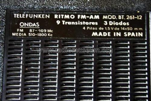 Ritmo FM-AM BT.261-12; Telefunken (ID = 1606045) Radio