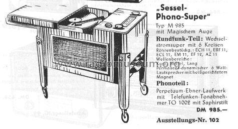 Sessel-Phono-Super M985; Telefunken (ID = 174219) Radio