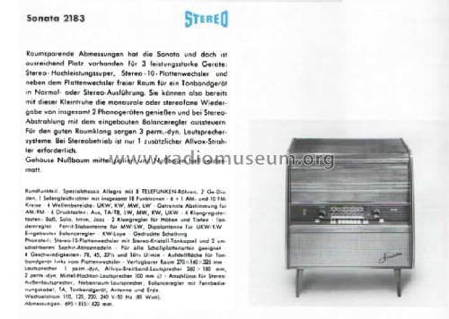 Sonata 2183; Telefunken (ID = 1075714) Radio