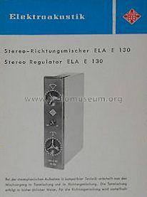 Stereo-Richtungsmischer Stereo Regulator ELA E 130; Telefunken (ID = 1305546) Ausrüstung