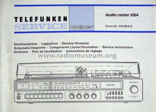 Studio Center 5004 Radio Telefunken Deutschland TFK, Gesellschaft für |  Radiomuseum