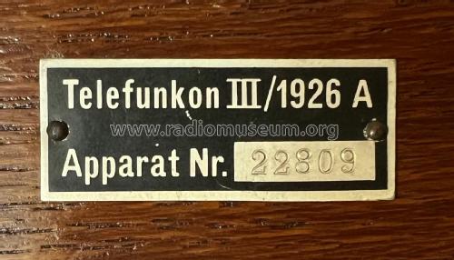 Telefunkon III/1926A 3/26a; Telefunken (ID = 2776963) Radio