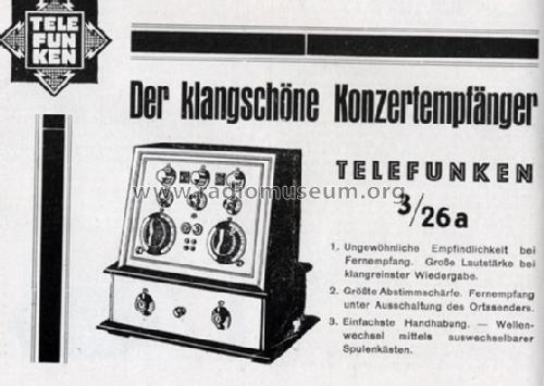 Telefunkon III/1926A 3/26a; Telefunken (ID = 847516) Radio