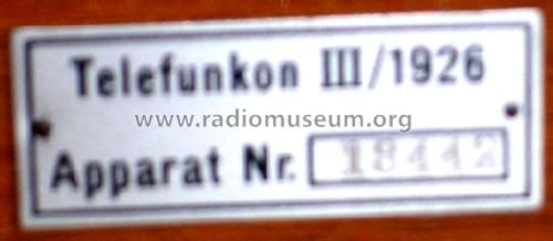 Telefunkon III/26 ; Telefunken (ID = 215018) Radio