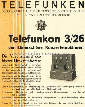 Telefunkon III/26 ; Telefunken (ID = 755774) Radio