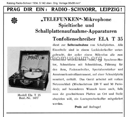 Tonfolienschreiber ELA T 35; Telefunken (ID = 1509106) R-Player