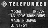 TR-707; Telefunken (ID = 650263) Radio