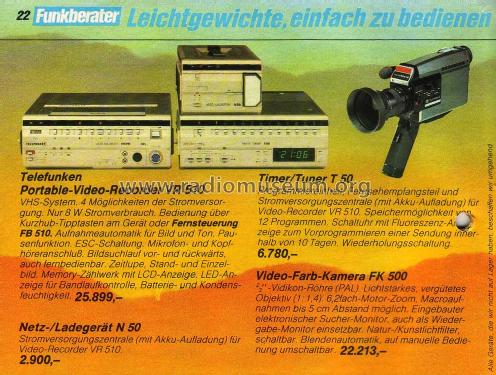 VHS - Video Recorder VR 510; Telefunken (ID = 2100640) R-Player