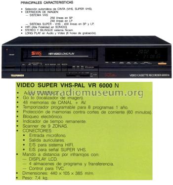 Video Cassette Recorder S-VHS VR 6000N; Telefunken (ID = 3011014) R-Player