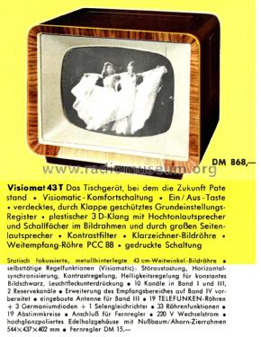 Visiomat 43T FE14; Telefunken (ID = 2915031) Télévision