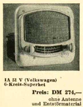 Volkswagen IA 51V; Telefunken (ID = 515955) Car Radio