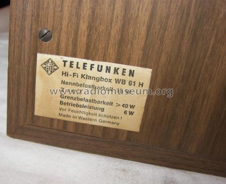 HiFi-Lautsprecherbox WB61H - WB61; Telefunken (ID = 1418732) Speaker-P