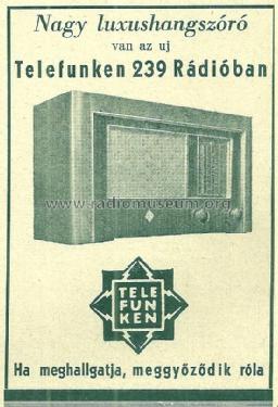 239V; Telefunken; Budapest (ID = 2226167) Radio