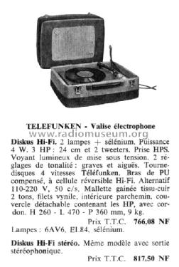 Diskus Hi-Fi stéréo ; Telefunken France; (ID = 2589151) Sonido-V