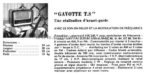 Gavotte TS ; Telefunken France; (ID = 2088607) Radio