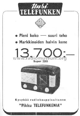 2203; Telefunken, Helsinki (ID = 1168059) Radio