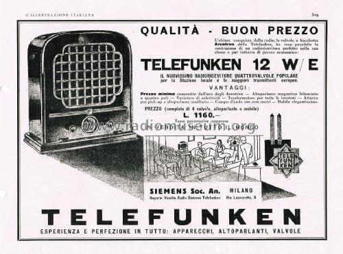 12 W/E; Telefunken Italia, (ID = 2901791) Radio