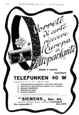 40W; Telefunken Italia, (ID = 116794) Radio