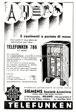 786 ; Telefunken Italia, (ID = 1115940) Radio