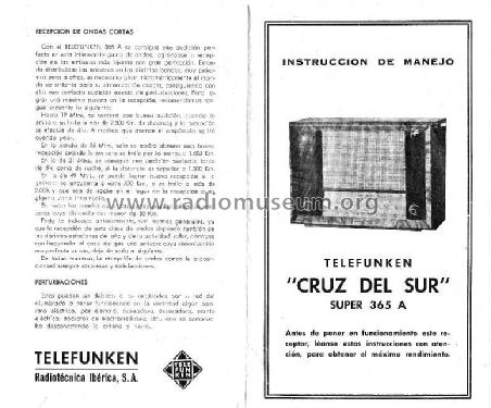 Cruz del Sur 365-A; Telefunken (ID = 782962) Radio