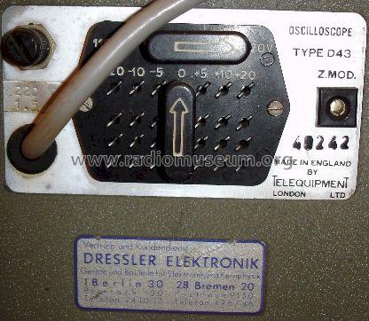 Oscilloscope D43; Telequipment Ltd.; (ID = 183693) Equipment