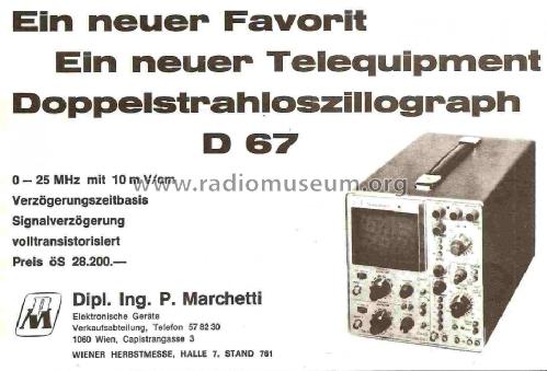 Oscilloscope D67; Telequipment Ltd.; (ID = 764791) Ausrüstung