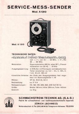 Service-Messsender A1310; Televox Marke der (ID = 2712231) Equipment