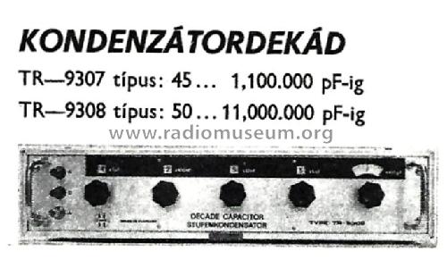 Kondenzátordekád - Decade Capacitor TR-9308; Telmes Szövetkezet (ID = 2906100) Equipment