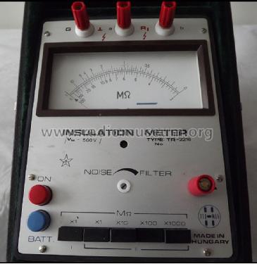 Isolation Ohm Meter TR-2216; Telmes Szövetkezet (ID = 1432751) Equipment