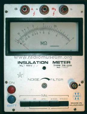 Isolation Ohm Meter TR-2216; Telmes Szövetkezet (ID = 1672134) Equipment