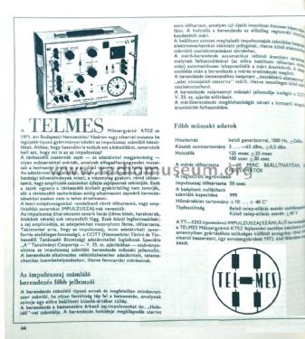 Noise Impulse Counter TT-5352; Telmes Szövetkezet (ID = 2160002) Equipment