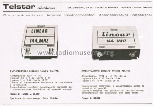 Amplificatore Lineare 144 MHz linear 144 MHZ; Telstar (ID = 2756319) Amateur-D