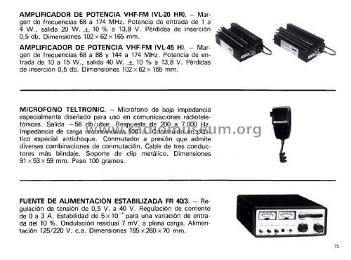 Amplificador de Potencia de VHF VL-20HR; Teltronic, S.A. (ID = 2517127) Power-S